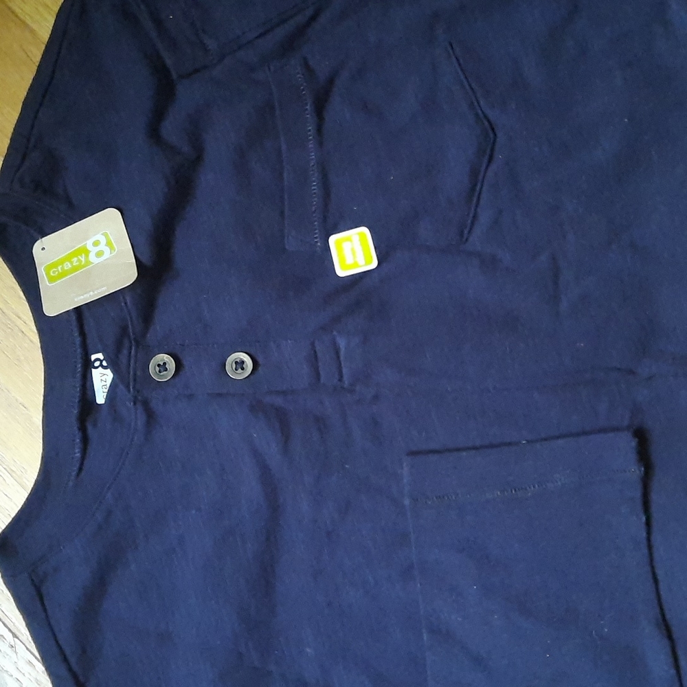 NEW XL 14 Crazy 8 long sleeve navy blue top shirt tee